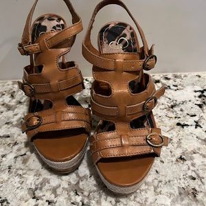 Jessica Simpson Mack Buckle 5”wedge heels, size 6